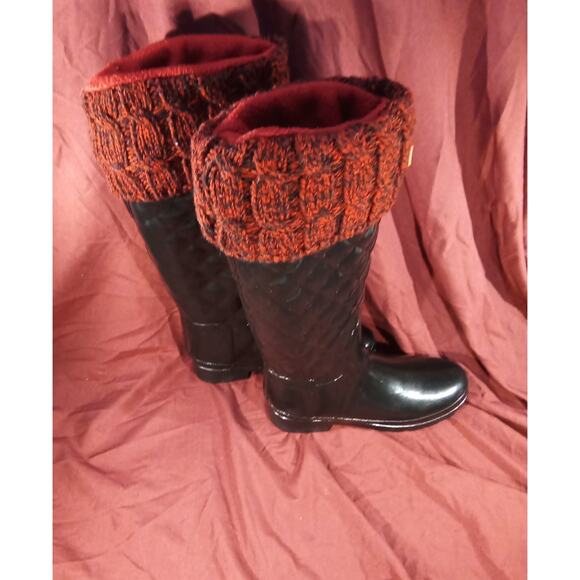 Hunter Quilted Rain Boots Red Knit Cuff Women’s Size 6 Excellent Condition - Picture 5 of 7